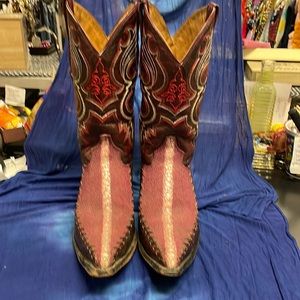 AGUILA REAL Exotic Cowboy Boots maroon colored